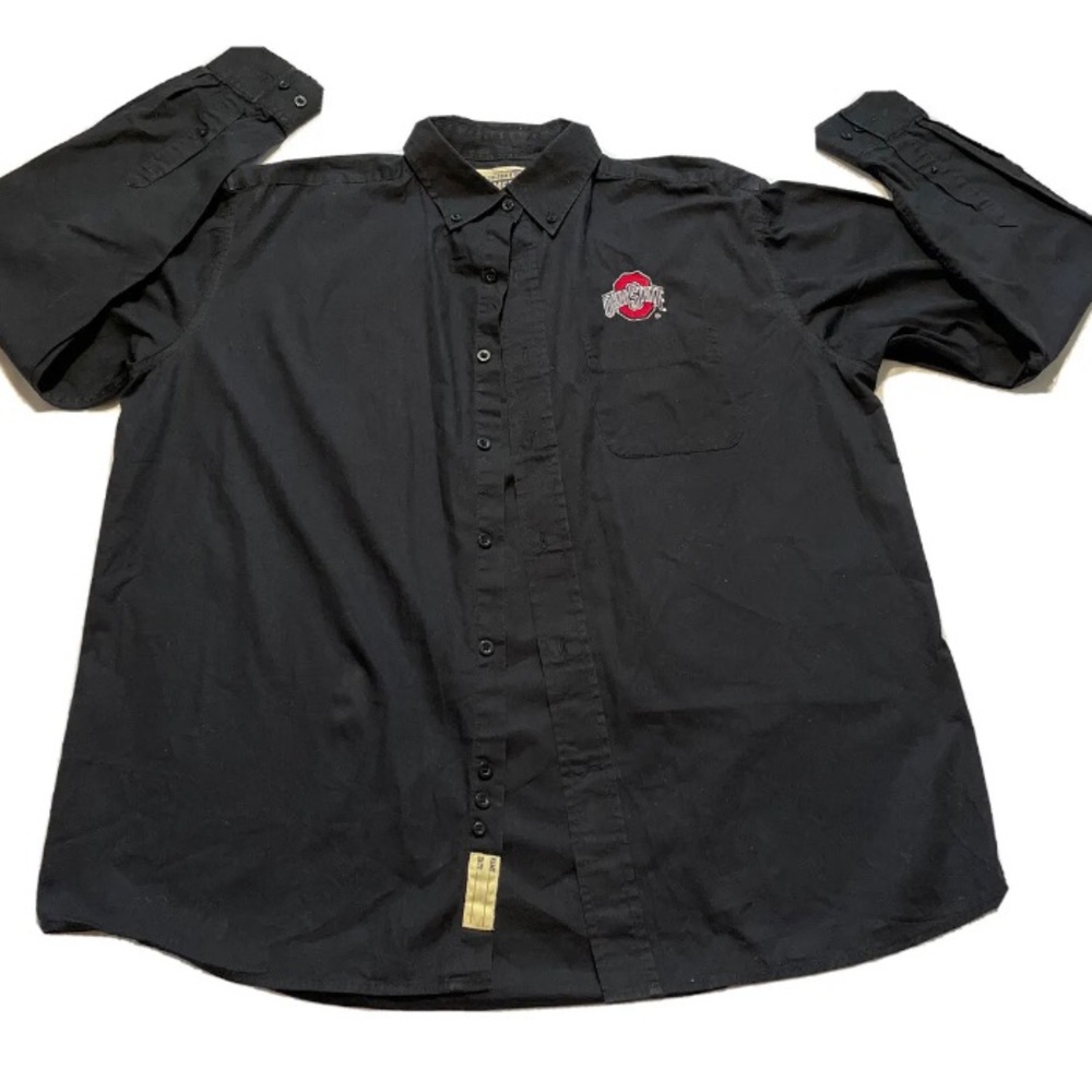 Ohio State University Black Button Down Men Shirt with Logo, sz large